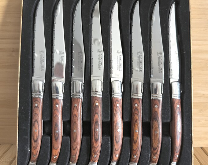 Laguiole Steak Knives, Wooden Handle Set of 8 in Box, Made in France Etsy