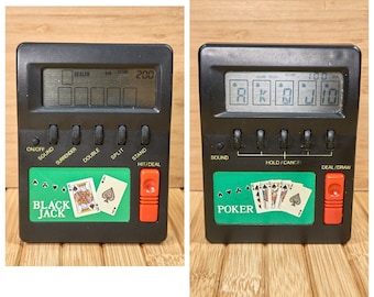 Vintage GO LCD Mini Black Jack and Draw Poker Pocket Handheld Electronic Games. Tested