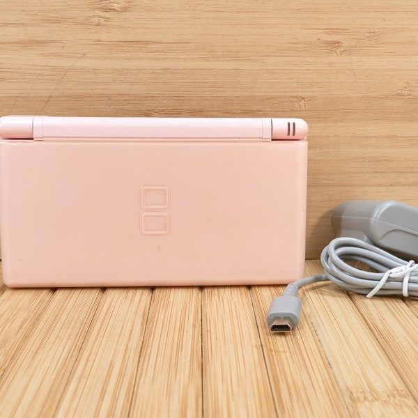 Nintendo DS Lite Foldable Handheld Game Console with charger, Pink