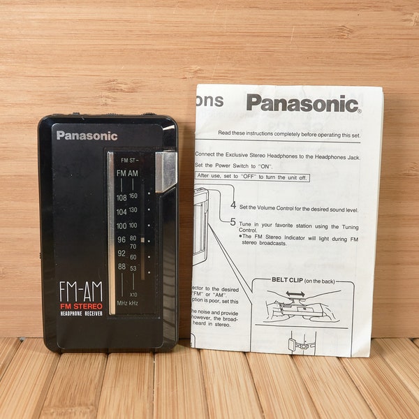 Vintage Panasonic RF-423 FM/AM Stereo Pocket Radio, Made in Taiwan