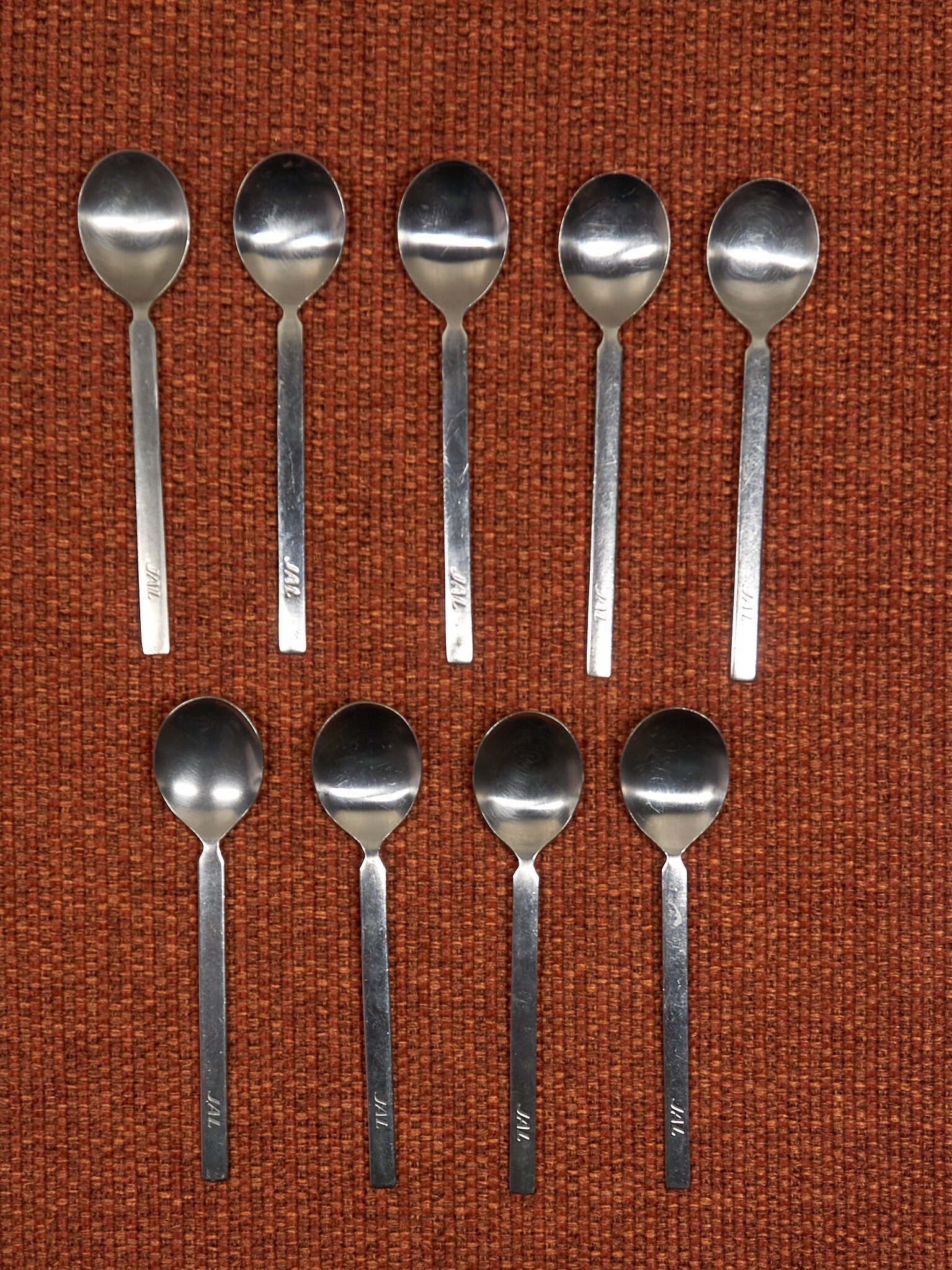 Vintage 70s Japanese Airlines JAL Teaspoons/ Set of 9 Vintage 70s Japanese Airlines JAL Teaspoons/ Set of 9