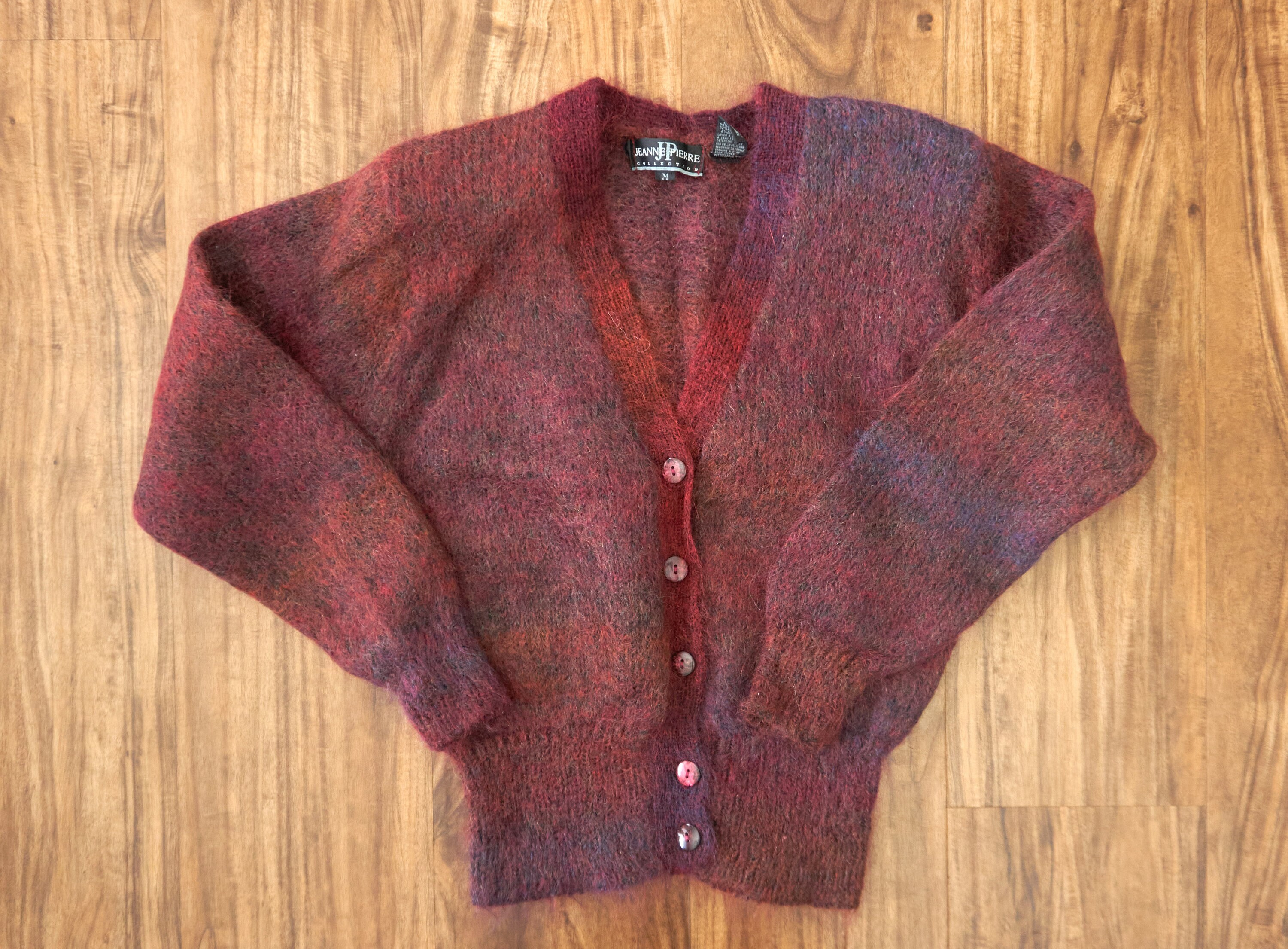 Vintage Jeanne Pierre Women s Mohair Short Sweater Cardigan Size M Made in Hong Kong