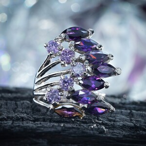 Amethyst Quartz Ring, 925 Sterling Silver Wedding Ring, Solitaire Ring, February Birthstone Ring, Purple Gemstone Ring Gift For Anniversary.