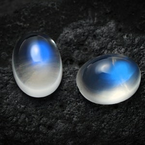 Natural Rainbow Moonstone Cabochon, Oval Loose Gemstone, 7x9 mm