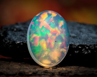 7.87 Ct Natural Ethiopian Opal Oval Shape, High Quality Opal Cabochon, Natural Ethiopian Opal, Opal Making Jewelry, 15x11x7 mm Crystal Opal