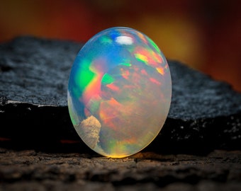 7.41 Ct Natural Ethiopian Opal Oval Shape, High Quality Opal Cabochon, Natural Ethiopian Opal, Opal Making Jewelry, 15x11x7 mm Crystal Opal