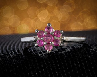 Anillo de plata de ley con rubí natural, joya única con piedra natal, regalo elegante para mujer, anillo llamativo