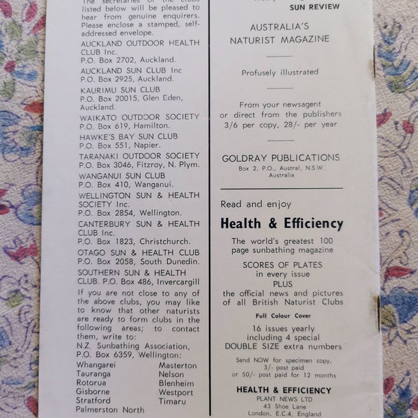 The New Zealand Naturist - Official Journal of the New Zealand Sunbathing Association Sept. 1966 Vintage Naturist Magazine