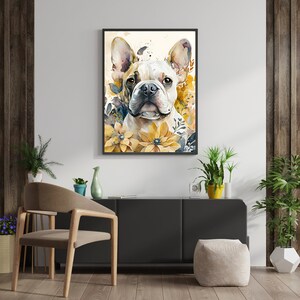 French Bulldog Printable Wall Art Frenchie Downloadable Digital Art Dog Lover Gift for French Bulldog Mom Floral Wall Art Instant Download