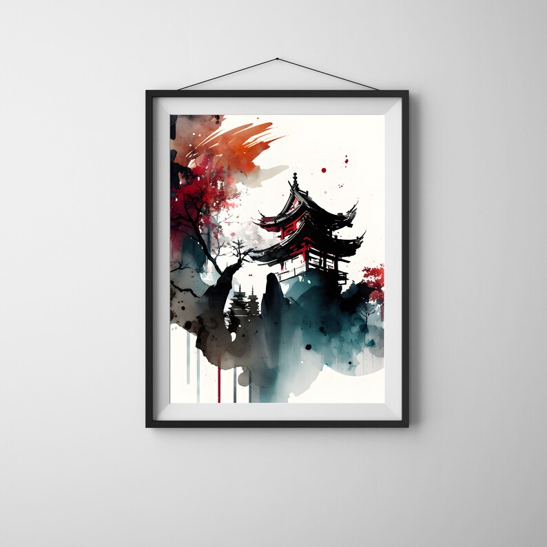 Japanese Printable Wall Art Japan Shrine Downloadable Digital - Etsy