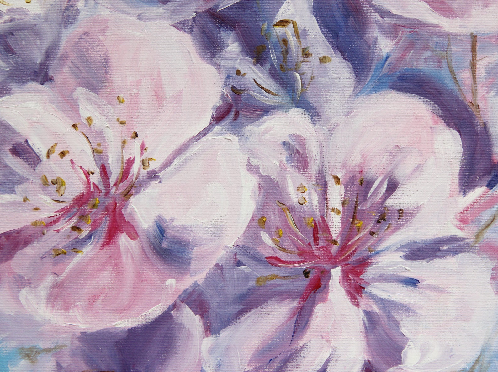 Cherry Blossom Painting Original Art Flower Canvas Painting Etsy