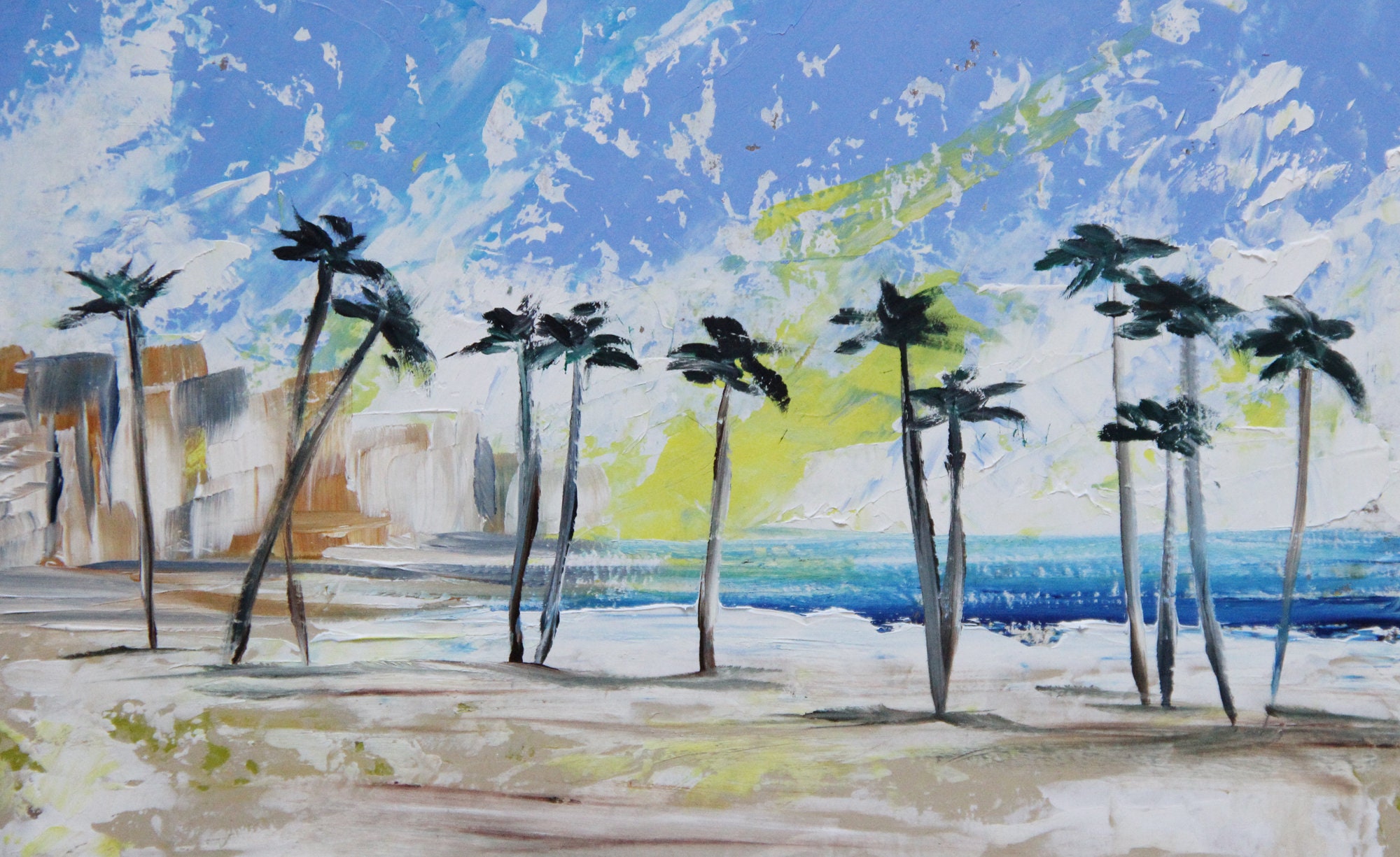 Long Beach Painting Original Art California Beach Small Canvas Etsy