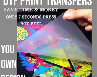 DTF Printing Service By The Linear Metre 550mmX1000mm Gang Sheet Custom Full Colour Heat Transfer for all type of Garments 7 Sec Press Only