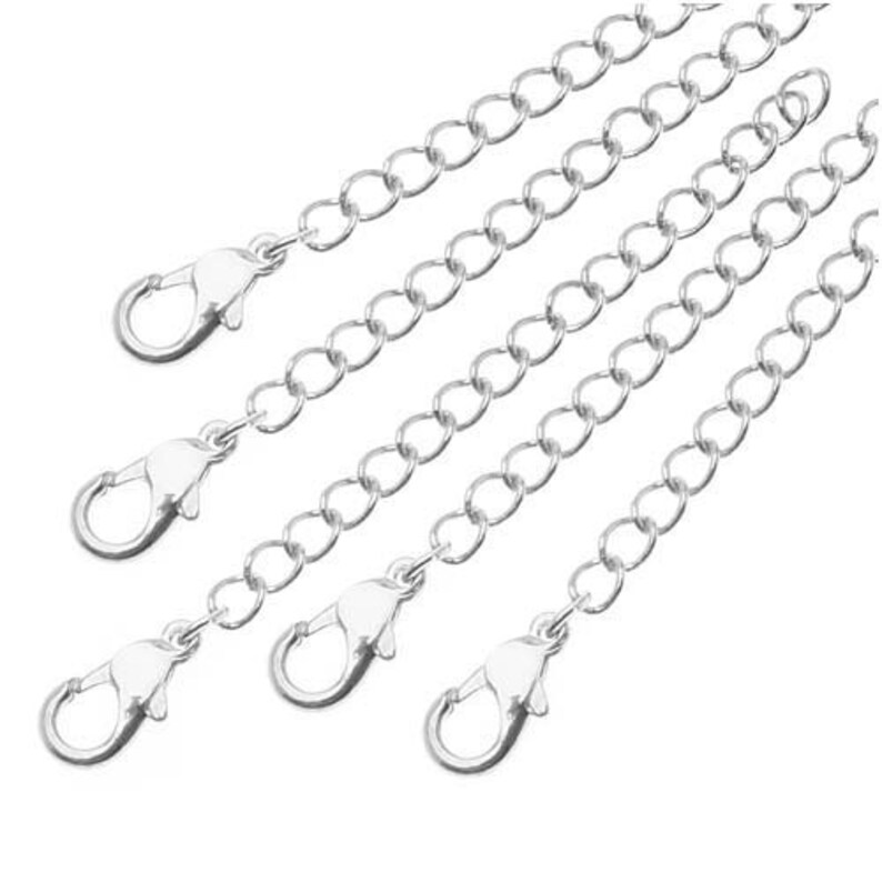 Silver 2 to 10 Inch Clip on Chain Extender or Chain Extention for