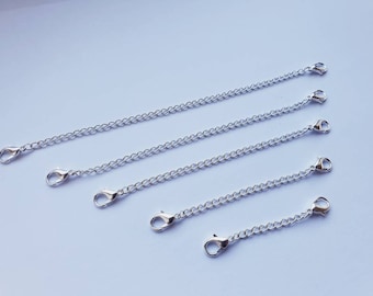 Silver 2 to 18 inches Clip on chain add on chain extender or extension for necklace bracelet UK