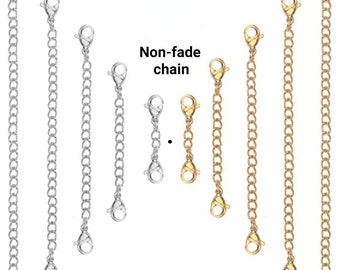 Gold 1 to 18 inches Clip on chain add on chain extender or extension  / gold stainless Steel chain for necklace bracelet UK