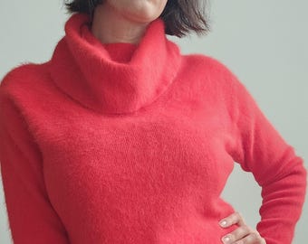 Vintage angora 80% sweater with big collar