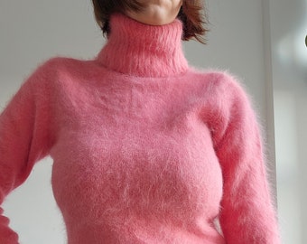 Vintage pink angora turtleneck