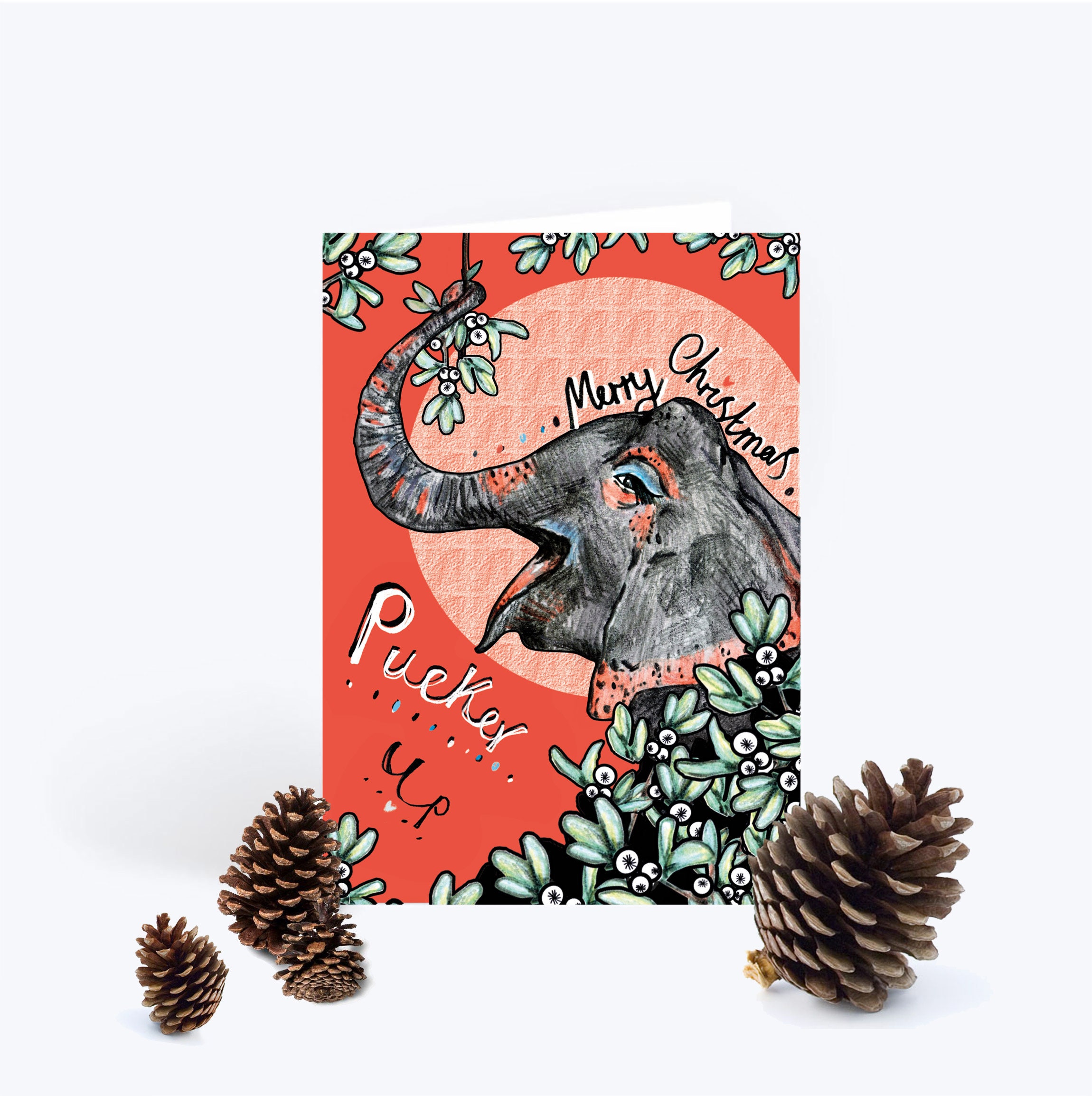 Quirky Illustrative Christmas Cards Pack Of Five A6 Cards Etsy