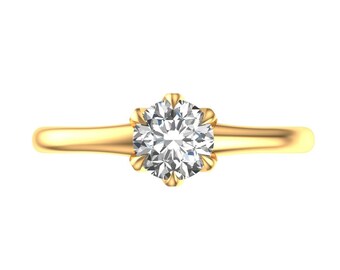 Custom Order for Catherine | 1.05 CT GHI OEC Solitaire Moissanite Ring, 10K Yellow Gold Vintage Style Unique Engagement Ring