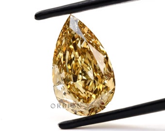 4.5 CT Pear Fancy Intense Brownish Yellow Lab Grown Diamond, Loose Color Stone