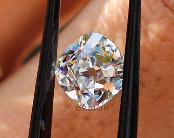 2 Ct Cushion Lab Grown Diamond, Old Mine Cut, Loose Colorless Stone