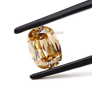 OMC Bar Culet Elongated Cushion Champagne Moissanite, Loose Color Stone