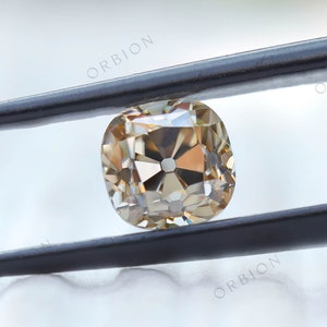1.40 CT OMC Cushion Champagne Loose Moissanite | Old Mine Cut | Stone for Engagement Ring and Pendant | Moissanite Collection | Custom Rings