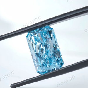 5.04 CT Radiant Cut Lab Grown Diamond, Fancy Intense Blue Colour Loose Diamond for Engagement Ring, Custom Pendant, Anniversary Gift For Her