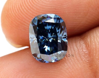 2 CT Elongated Cushion Deep Blue Moissanite, Brilliant Cut, Loose Color Gemstone