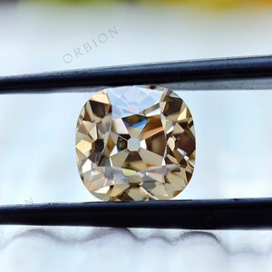 2.5 CT OMC Cushion Champagne Loose Moissanite | Old Mine Cut | Stone for Ring/Pendant Set | Moissanite Collection | Custom Jewelry For Her