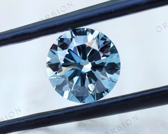 Fancy Intense Blue Round Lab Grown Diamond, 7 MM Brilliant Cut, Loose Diamond