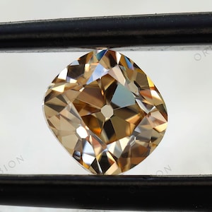 1.16 CT OMC Champagne Elogated Cushion | Old Mine Cut | Moissanite Loose Stone for Engagement Ring | Stone For Solid Gold/Customized Jewelry