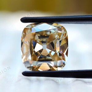 5.34 CT OMC Light Champagne Elongated Cushion Loose Moissanite | Old Mine Cut | Stone for Earring and Making Customized Jewelry Gift for Her