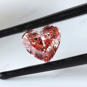 0.86 CT Heart Shape Fancy Vivid Pink Lab Grown Diamond, Loose Diamond for Custom Rings/Pendant, Fancy Colored HPHT Diamond Gift for Her