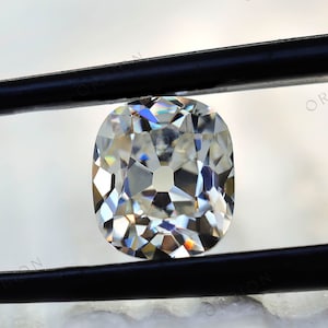 1.33 CT OMC GHI Elongated Cushion Loose Moissanite | Old Mine Cut Cushion Stone for Custom Jewelry | Off-White Moissanite For Vintage Ring