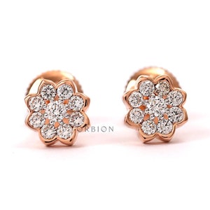 Cluster Diamond Earrings, Floral Diamond Earrings, Lab Grown Diamond Earrings, Flower Earrings, Rose Gold Earrings, Earrings For Young Girl