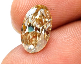 11.5 X 6.5 MM Old Mine Cut Oval Yellowish Champagne Loose Moissanite, Unique Color Stone For Custom Jewelry, Yellow Stone For Rings/Earrings
