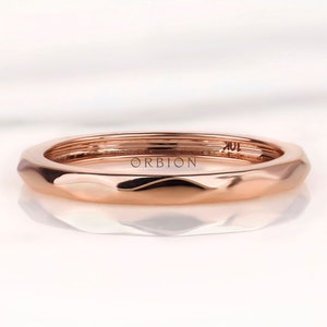 14K Solid Gold Hammered Glossy Wedding Band, Handmade Wedding Ring, Hammered Design, Handcrafted Wedding Band, Hammered Ring, Real Gold