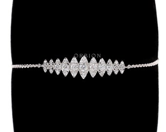 Marquise Shaped Lab Diamond Bolo Bracelet For Women, White Gold Slider Bracelet, Adjustable