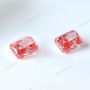 1.57 TW Radiant Cut Fancy Vivid Pink Lab Grown Diamond Pair, Loose Lab Created CVD Diamond, HPHT Pink Diamond for Custom Earrings or Pendant