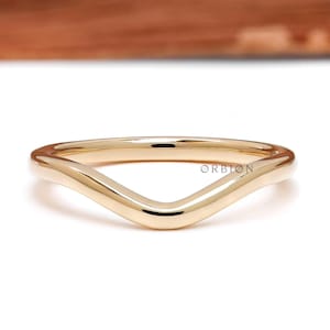 Unique curved wedding band solid gold minimalist ring pure gold wedding ring matching band stacking ring wedding band gift for her