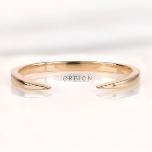 Minimalist Solid Gold Open Wedding Band, Stacking Matching Ring Spacer, Modern Open Claw Matching Band - Delicate Gold Beauty, Wedding Gift
