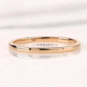 18k Solid Gold Thin Wedding Band, Stacking Ring, 1.6 mm Wedding Band, Dainty Minimalist Gold Band, Simple Plain Ring, Gift For Her