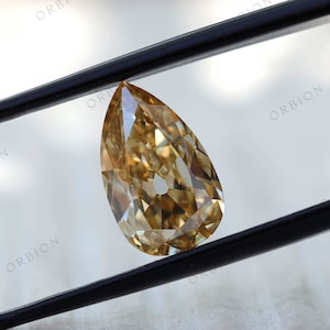 2.86 CT Pear OMC Light Champagne Stone | Old Mine Cut | Pear Loose Moissanite For Pendant | Stone for Engagement Ring | Large Stone For Gift