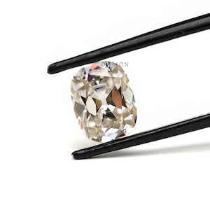 2.6 CT OMC Off White Elongated Cushion Stone | Old Mine Cut | Loose Moissanite For Custom Engagement Ring | Handmade Jewelry