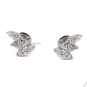 Flying Angel Cluster Stud Earrings, Diamond Stud Earrings, Lab Grown Diamond Stud Earrings, Screw Back Stud Earrings, White Gold Diamond Earrings, Leaves Shaped Diamond Earrings, Statement Earrings, Dainty  Diamond Earrings, Delicate Diamond Earrings, Marquise Shaped Earrings, CVD  Diamond Earrings, 14k White Gold Lab Diamond Earrings, 10k Yellow Gold Lab Diamond Earrings, 18k Rose Gold Lab Diamond Earrings, Screw Back Stud Earrings, Dainty Diamond Earrings, Statement Earrings, Anniversary Gift