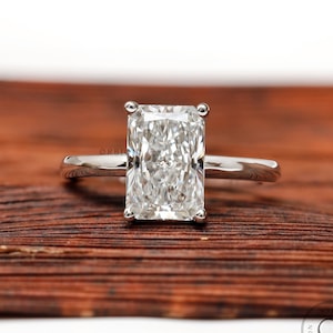 Radiant Lab Grown Diamond Ring, Radiant Cut Solitaire Engagement Ring, Martini Setting Ring, Radiant Cut Gold Ring, White Gold Wedding Ring