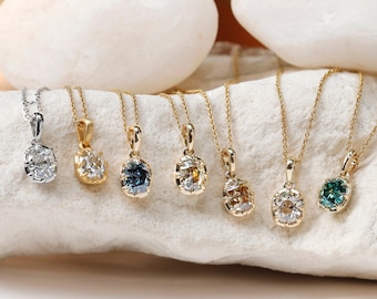 7*6 MM Elongated OMC Solitaire Moissanite Pendant, Dainty Minimalist Gold Pendant For Women, Georgian Style Vintage Jewelry, Bridesmaid Gift