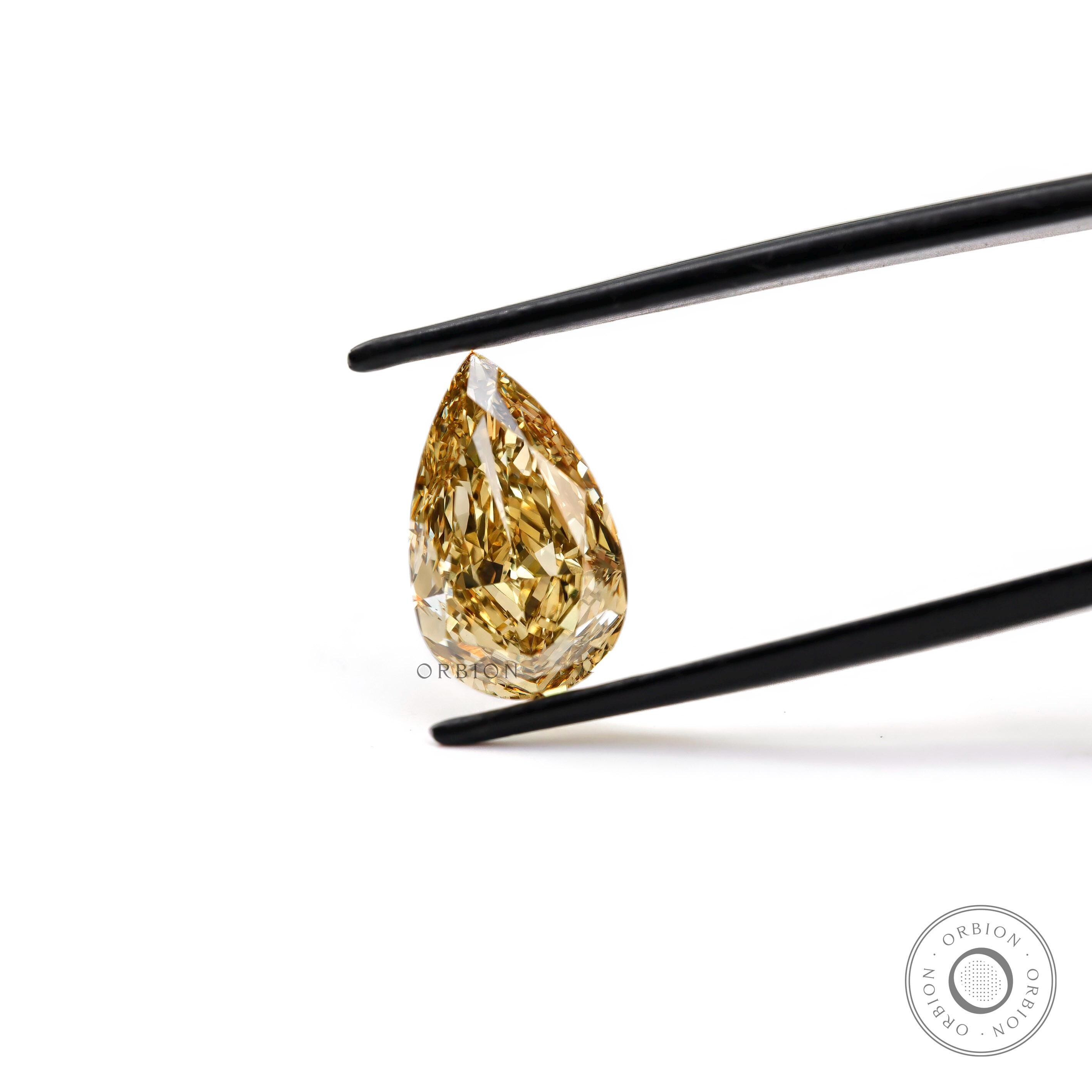4.5 CT Pear Fancy Intense Brownish Yellow Lab Grown Diamond, Loose